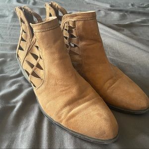 BAMBOO Brown Ankle Cut Out Booties - 9
